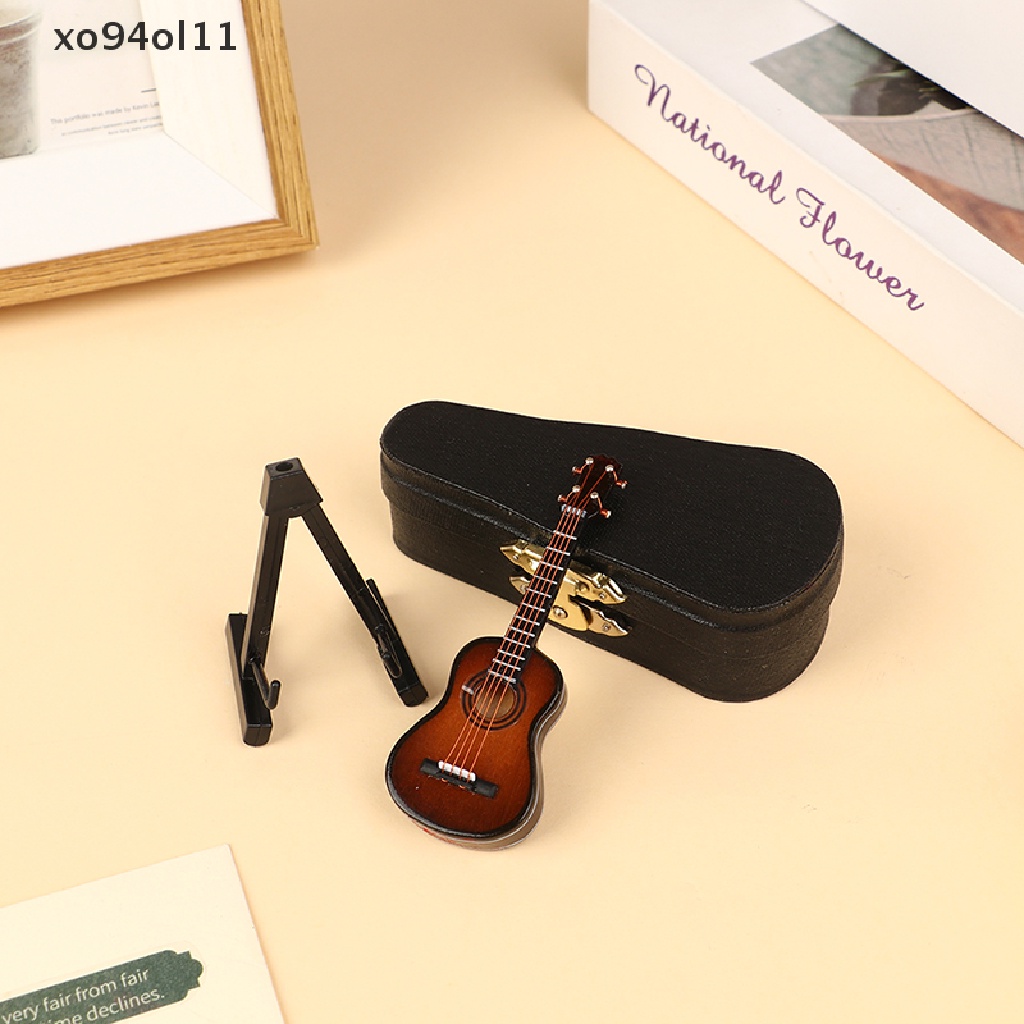 Replika Model Gitar Mini XO Miniatur Model Gitar Dengan Stand Dan Case Mini OL