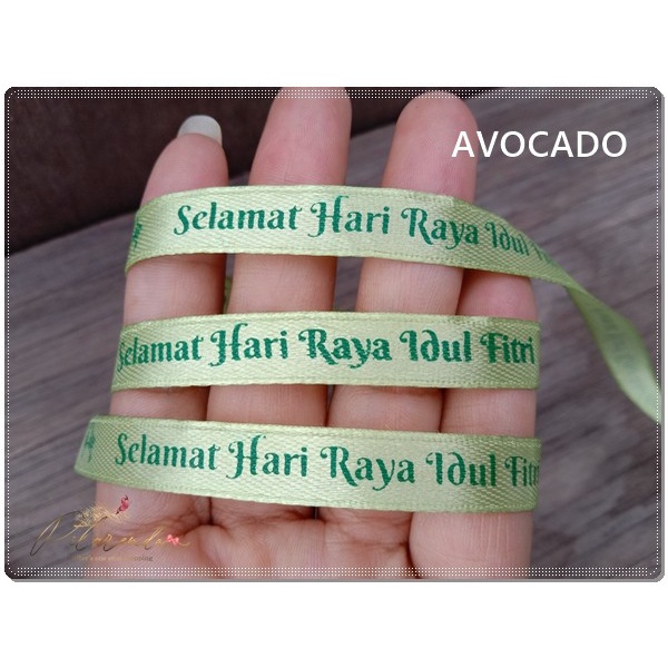 

AIM24- GALB-234 : Pita Lebaran / Pita Idul Fitri Saten 1 cm (per rol) - avocado