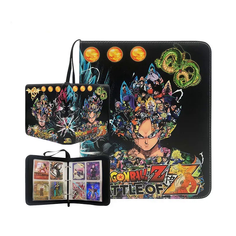 3x3 900 Pcs Kartu Holder Dragon Ball Anime Game Binder Card Holder Kelas Atas Bahan PU Son Goku Kakarotto Zipper Album Buku Kapasitas Koleksi Folder Mainan Anak Hadiah