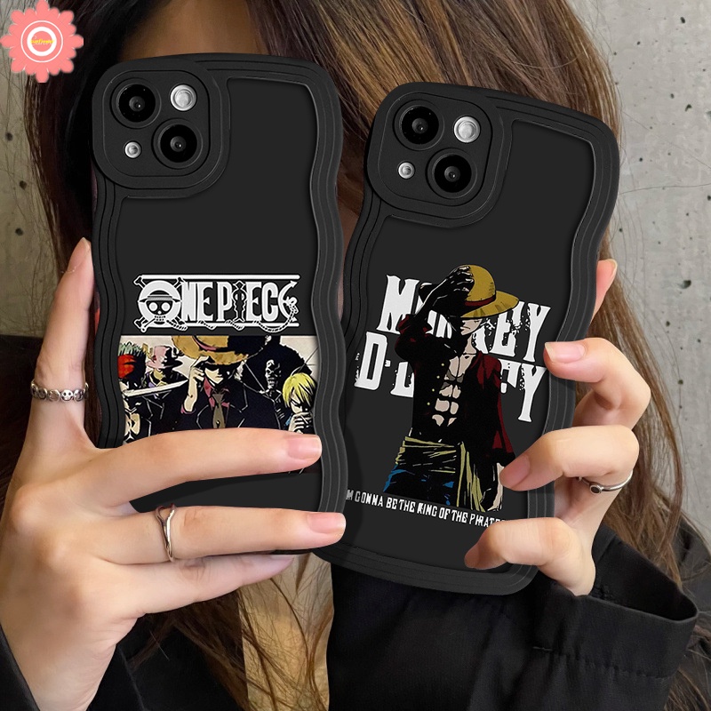 Case Redmi Note 10s 11 9s 8 10 9 11Pro 10Pro Max Redmi 10C A1 10 9 9T 9A A1 + 10A 9C NFC POCO M3 X3 NFC Mi 11T Pro Soft Tpu Cartoon Anime One Piece Luffy Wavy Edge Back Sarung