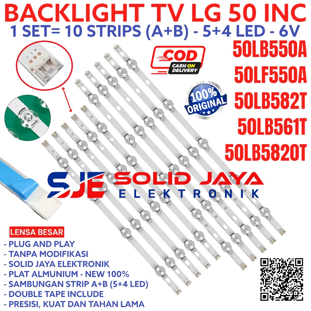BACKLIGHT TV LED LG 50 INC 50LB550 50LF550 50LB561 32LB580 50LB582 50LB5820 A T LAMPU BL LED 50LB 50LF 50LB550A 50LF550A 50LB561T 50LB582T 50LB5820T 32LB580T 9K 6V LG 9 KANCING MATA LENSA BESAR 6 VOLT LED LG