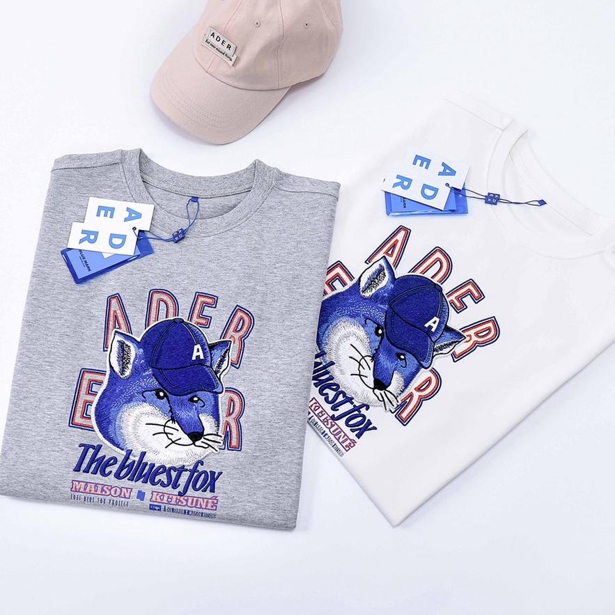 Kaos Ader Error x Msn Kitsne Center Blue Fox Face T-Shirt