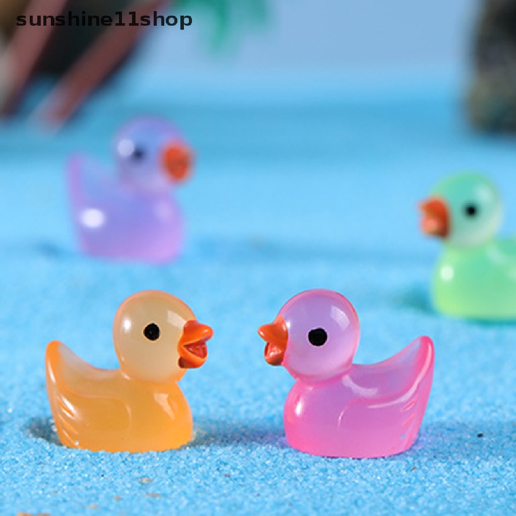 Sho 10Pcs Ornamen Mikro Bebek Kecil Bercahaya Animal N