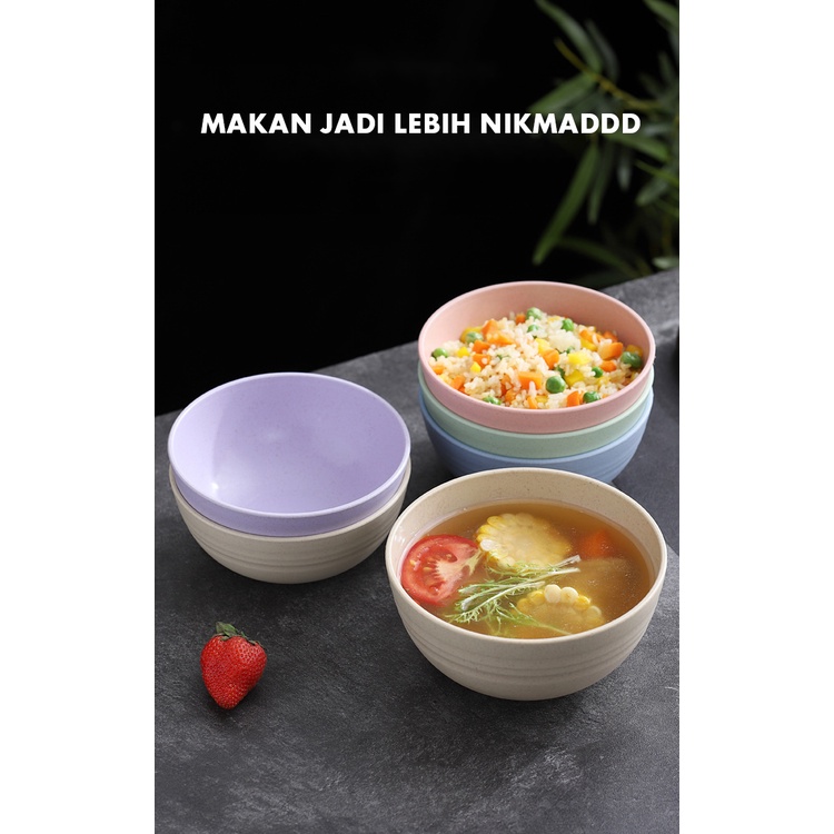 Mangkok Wheat Straw Bowl | Mangkuk Plastik Microwave Warna Warni | Gandum kokoh | BPA Free