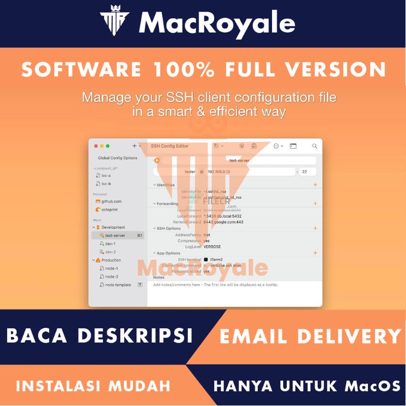 [MacOS] SSH Config Editor Pro Full Version Lifetime Full Garansi
