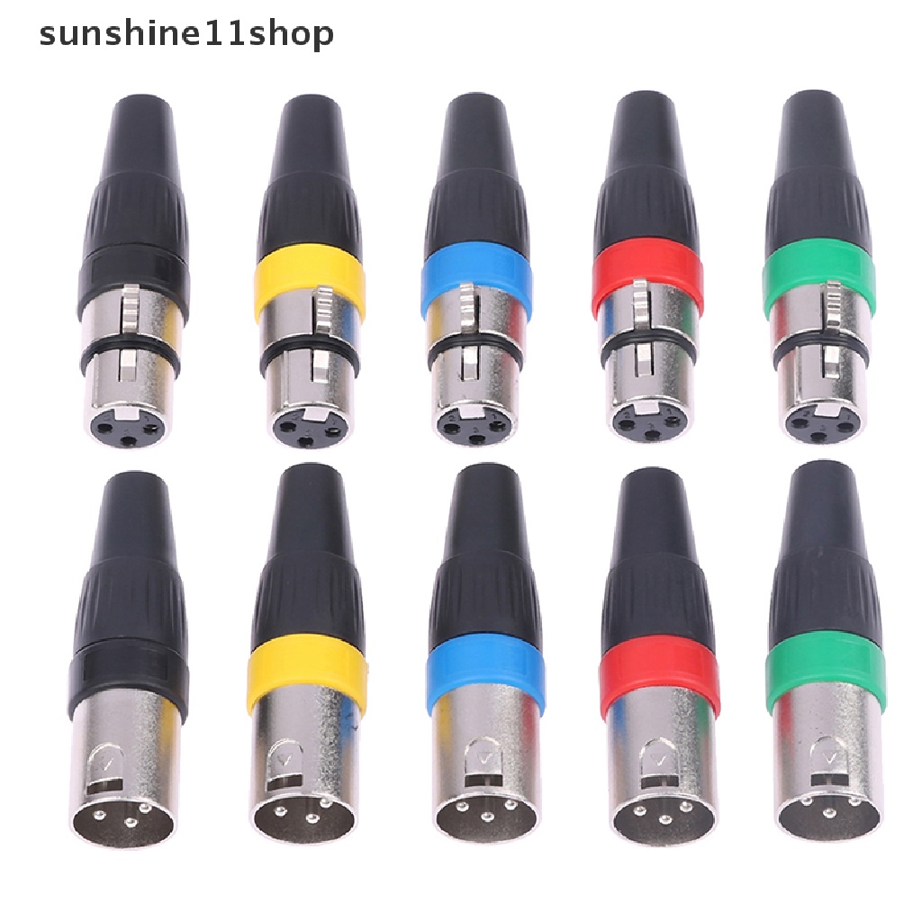 Sho 1Pcs Xlr Konektor Hitam Colokan audio Colokan Mikrofon 3pin Konektor speaker male N