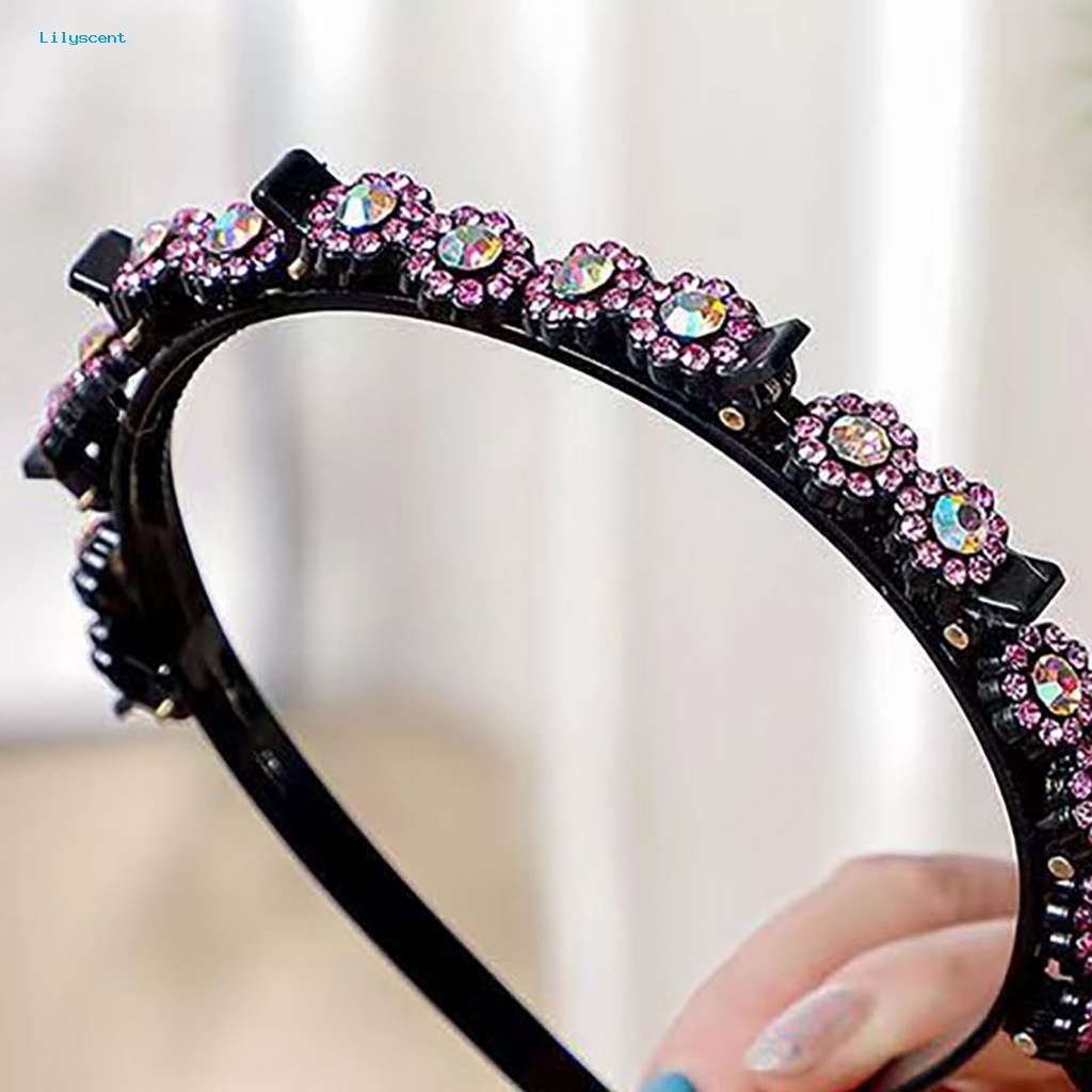 Lilyscent Reusable Clip Headband Aksesoris Rambut Panjang Rambut Pendek Styling Rambut Rhinestones Headband Shiny