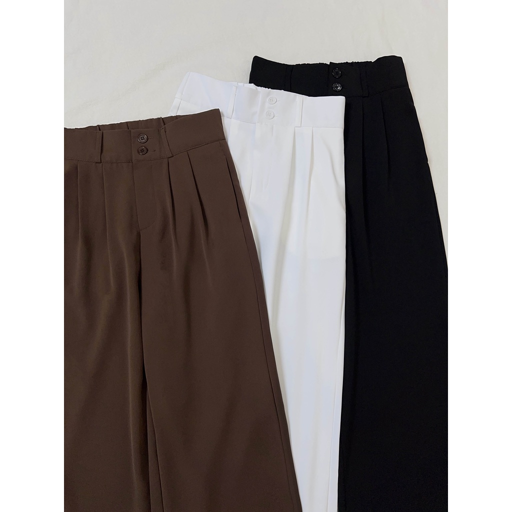 highwaist coklat/hitam/putih terbaru celana panjang wanita kekinian