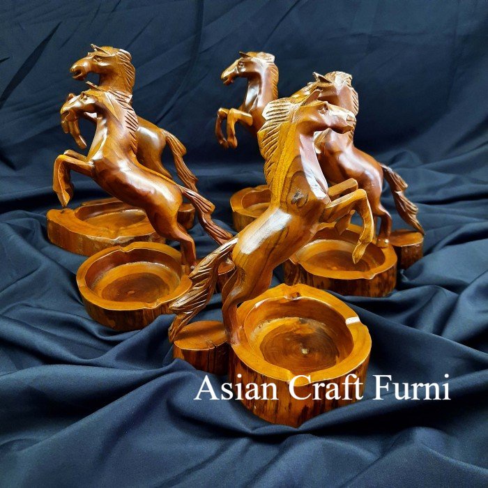 Asbak Model Miniatur Kuda Ukir Pahat Kayu Jati Asli Tua Unik Termurah Seindonesia ACF7878