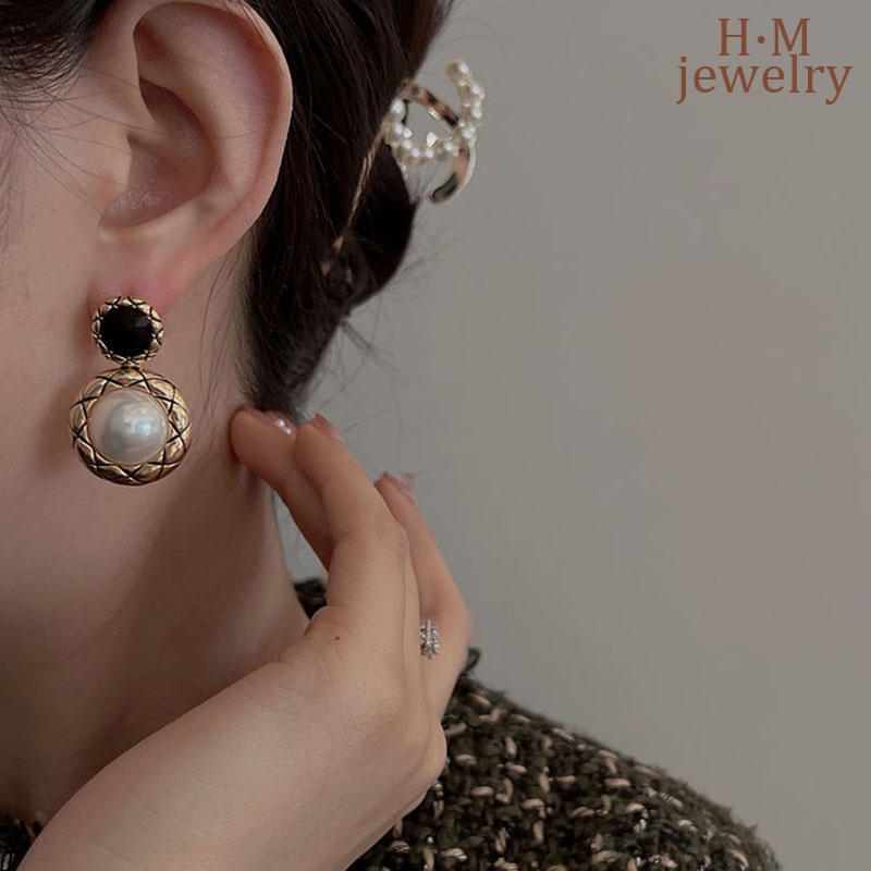 Anting Kafuu Tekstur Emas Vintage2023Anting Mutiara Barok Baru