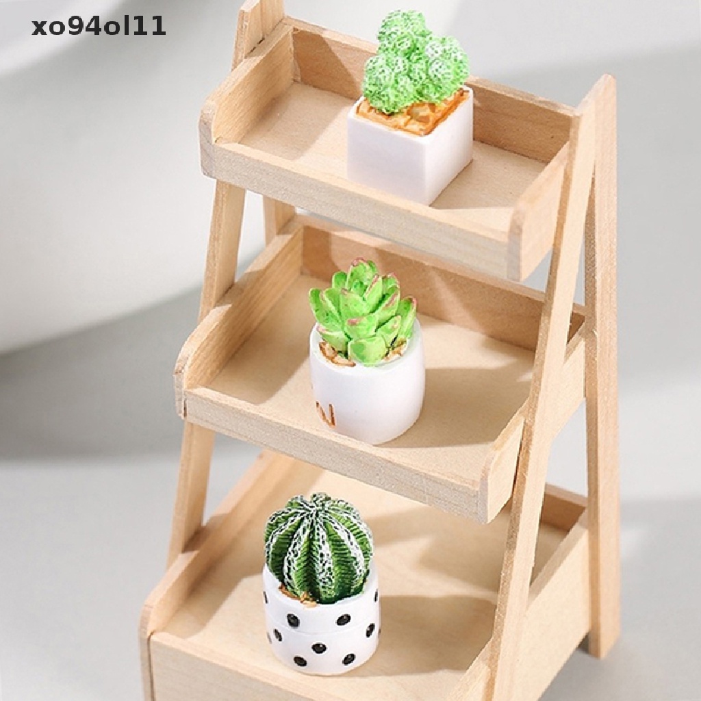 Xo 1/4Pcs 1: 12rumah Boneka Miniatur Tanaman Pot Sukulen Pot Cactu Model Lanskap Mikro Dekorasi Taman Rumah Mainan Aksesoris Rumah Boneka OL