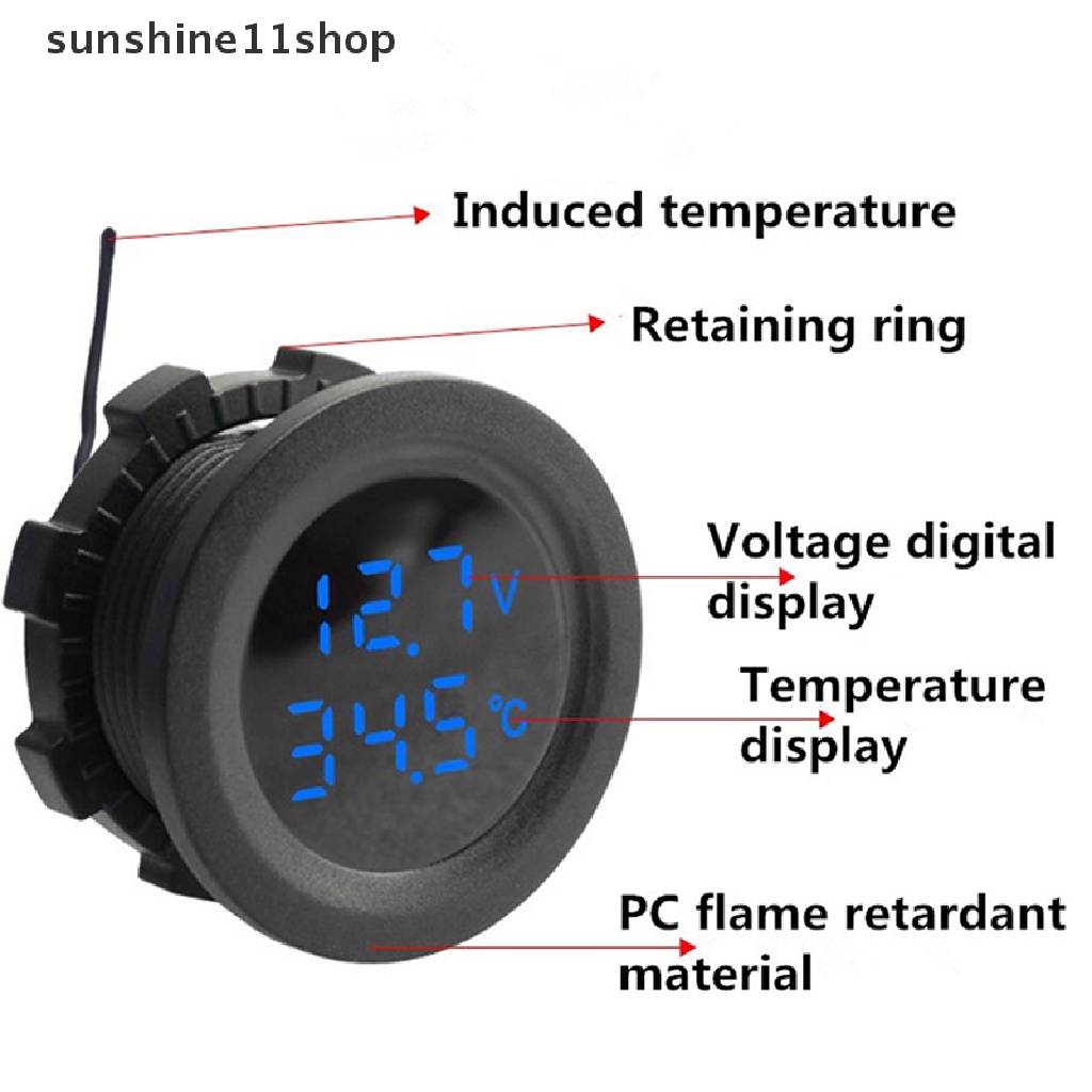 Sho 12-24V Voltmeter Suhu Putaran Mobil Auto Voltage Meter Display Measurement N