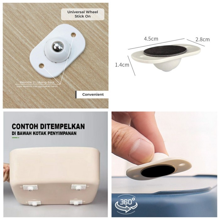 Roda Tempel Mini RD01 Universal Kecil Putar 360 Derajat Stainless