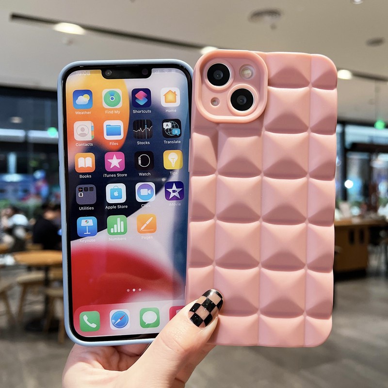 Classical Lavley Lattice Softcase Apple Ip IPhone 6S 7 8 Plus7 +8+ XR XS Max 11 Pro Max Casing Ponsel Simple Wanita Cewek