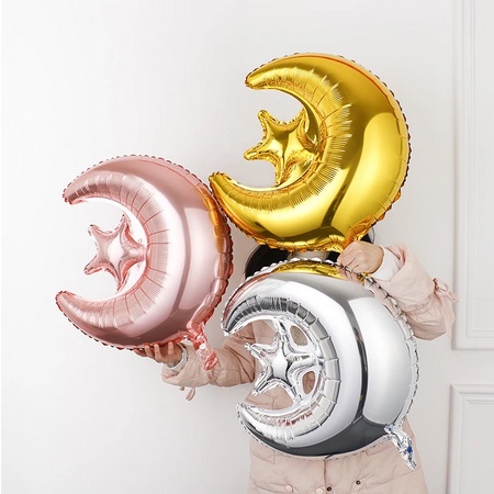 BALON FOIL BULAN BINTANG RAMADHAN/Balon Bulan Sabit Bintang Idul Fitri Lebaran
