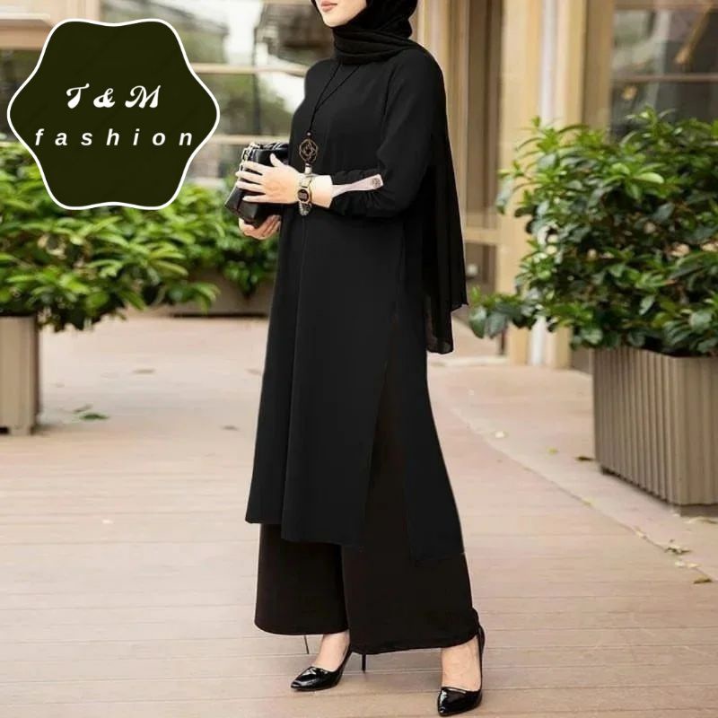 T &amp; M Fashion~Tunik Crinkle Wanita Remaja Viral Terbaru 2023 Trend &amp; Modren Baju Wanita Muslim Kekinian LOBO Plain Long Tunik Super Adem