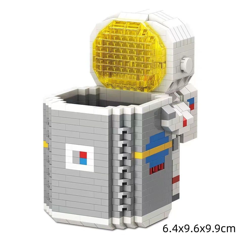 Kompatibel Dengan Lego Blok Bangunan Spaceman Pen Holder Micro-Drilling Partikel Kecil Merakit Mainan Trendi Ornamen Astronot