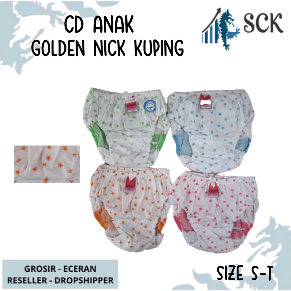 [ISI 3] CD GOLDEN NICK Motif KUPING Bahan Katun Lucu Anak Cewek / Pakaian Dalam Anak Perempuan - sckmenwear GROSIR