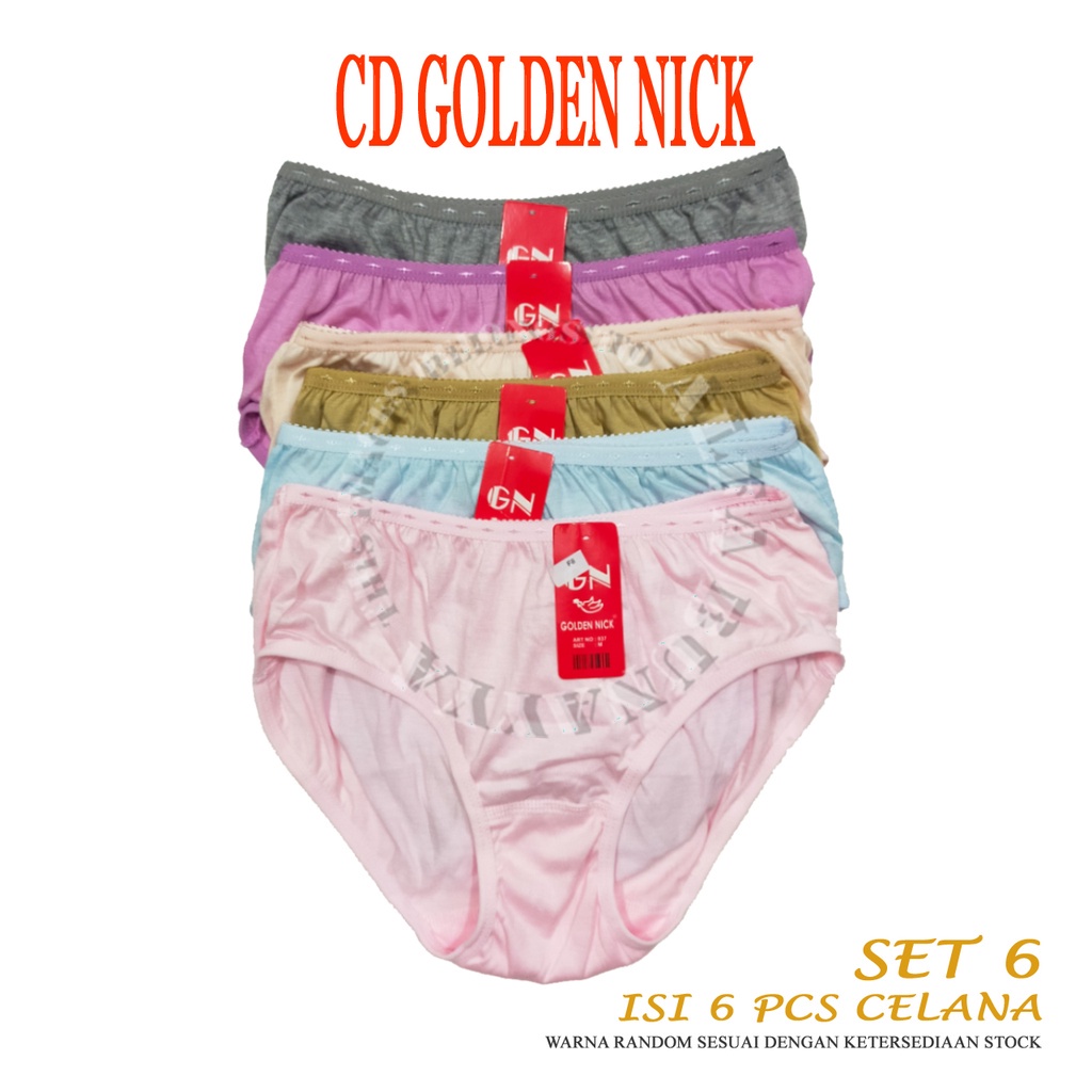 SET 6 Celana Dalam Wanita Warna Bold - CD GOLDEN NICK - Pakaian Dalam - Underwear M L XL XXL TOKO KEANULOVA