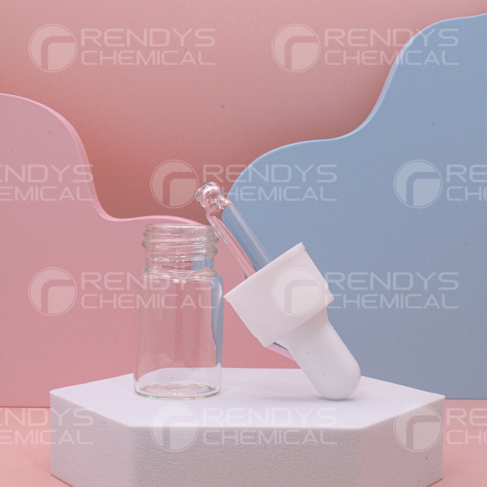 Botol Pipet Kaca Bening Tutup Putih 5mL / Glass Bottle Pipette 5 mL