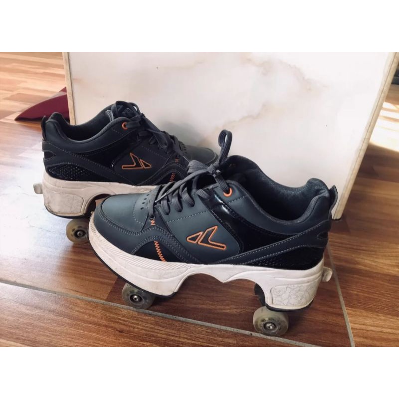 Preloved sepatu roda viral kick roller shoes size 39 hitam