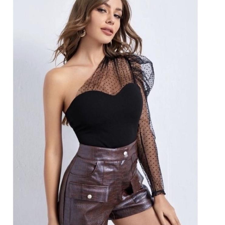 ❁ SUKMA-Falisha Atasan  One Shoulder Tile Dot ▼