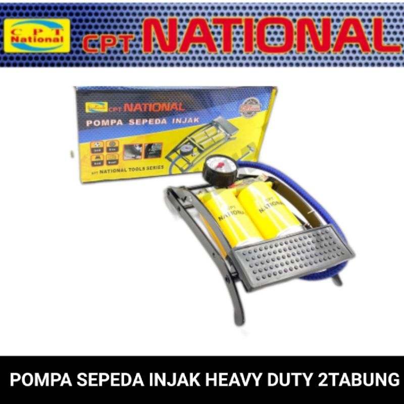 pompa injak / pompa sepeda / motor / mobil 2 tabung heavy duty cpt national