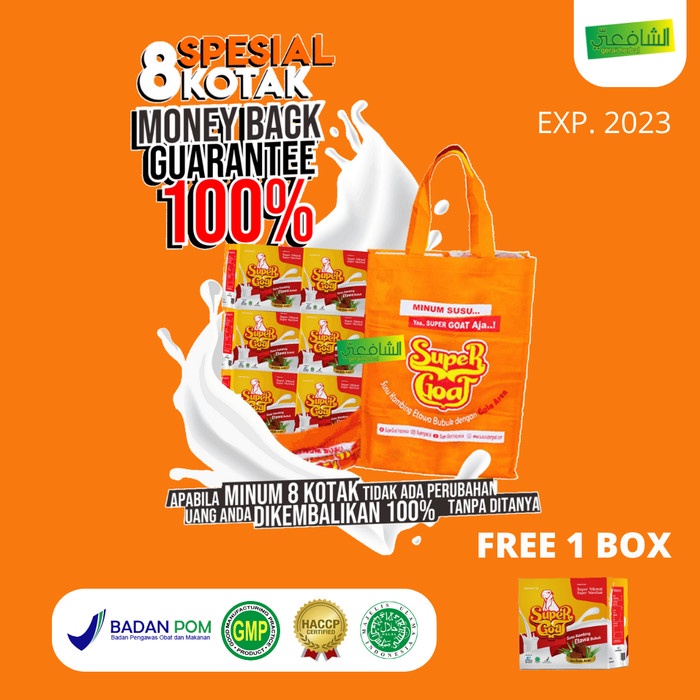 

[PAKET GARANSI] SUPERGOAT Susu Kambing Etawa Bubuk Plus Gula Aren 9 Box Bonus 10 Sachet