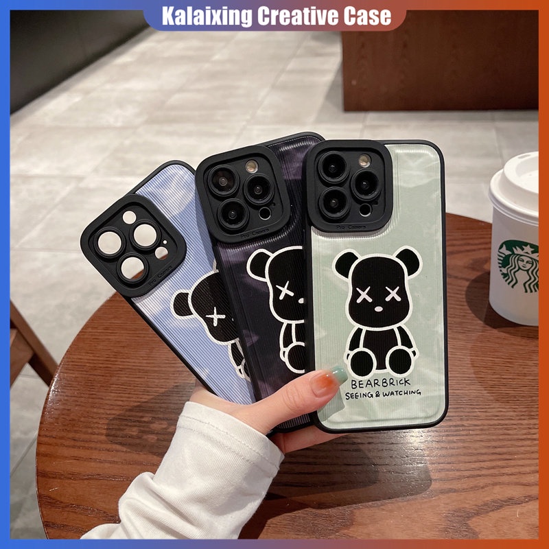 Casing Motif Bearbrick Garis Vertikal Untuk iIPhone 14 Pro Max13 12 11 Pro 14 Plus X Xs Max XR Back Cover