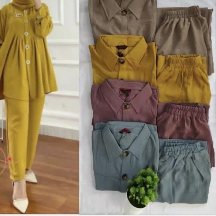 ⅍ Zivia Set - Setelan Crinkle Airflow Polos Standar / Setcel polos crinkle / One set zivia premium /