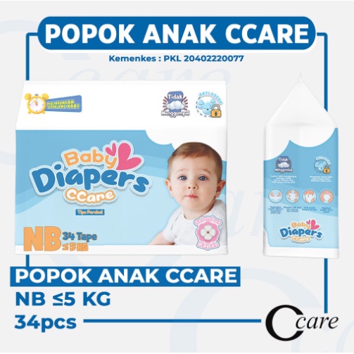 Popok bayi ccare NB34 untuk bayi berat 5kg