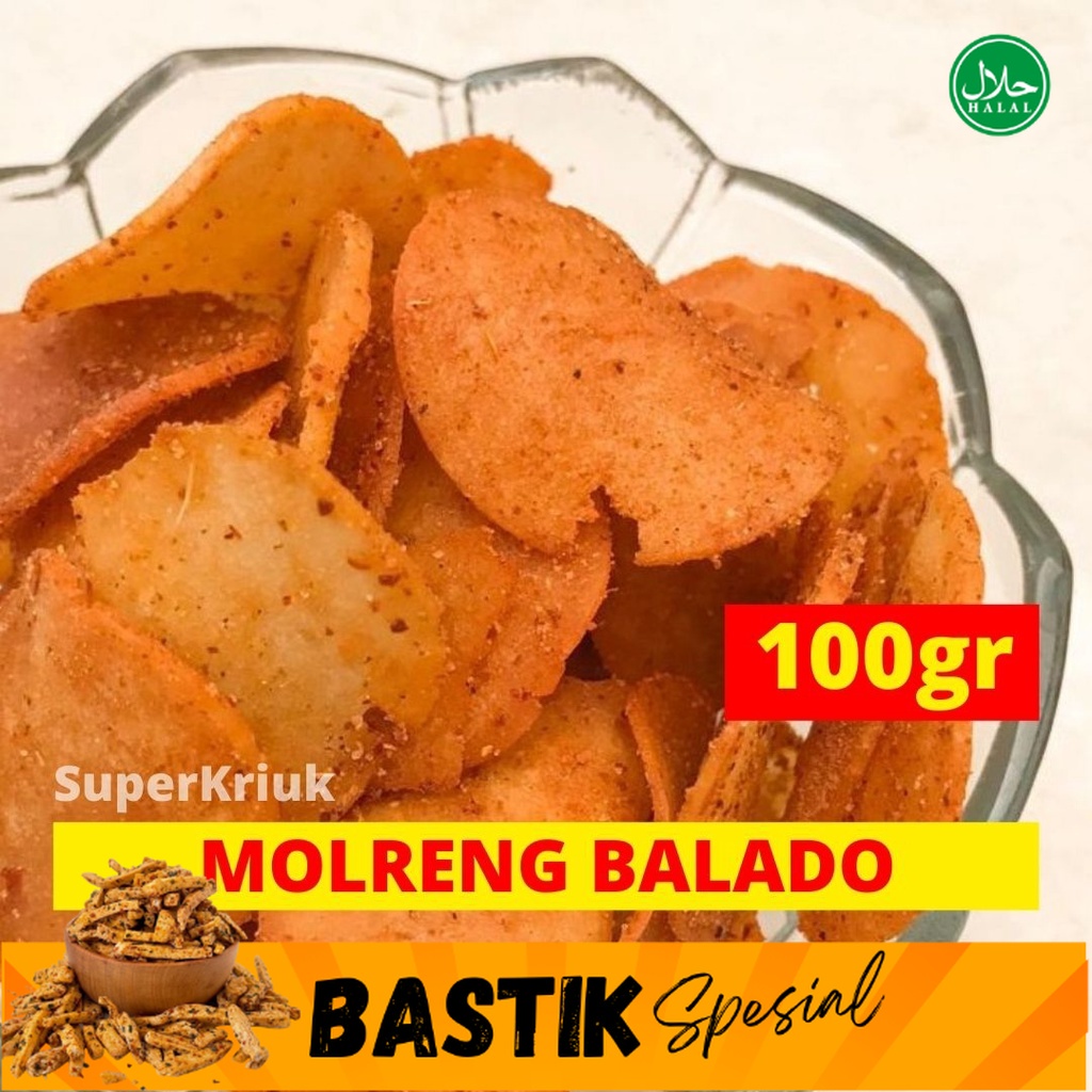 

Keripik Molreng Molring Pedas Balado 100gr TERLARIS