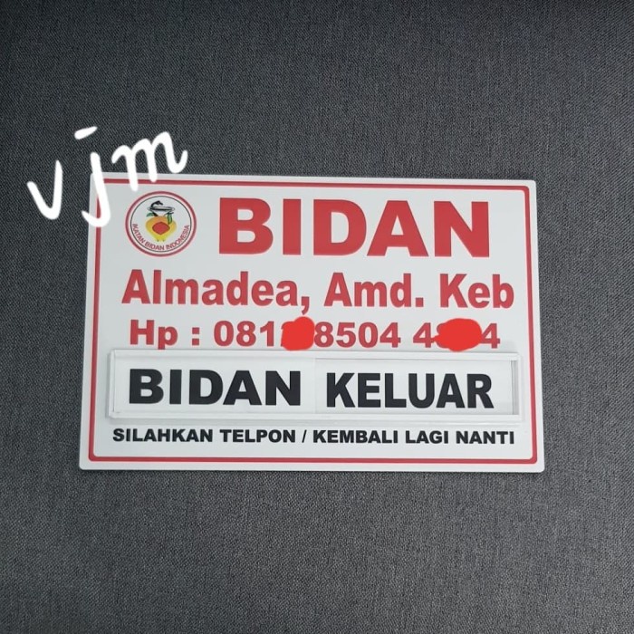 

[[JNT COD]] Acrylic Papan NAMA Bidan/Dokter (20x30cm)
