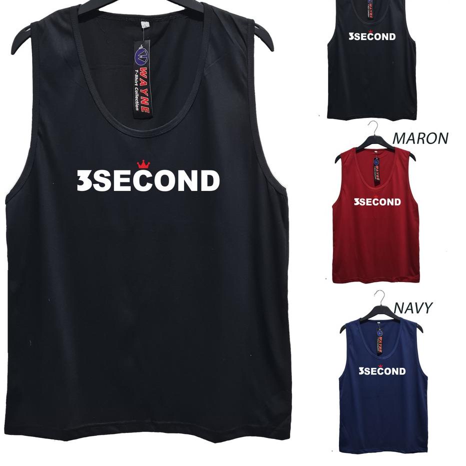 ❀ NC SINGLET COWO 3SECOND / SINGLET SANTAI /  KAOS TANPA LENGAN / LEKBONG / ATASAN PRIA ❂