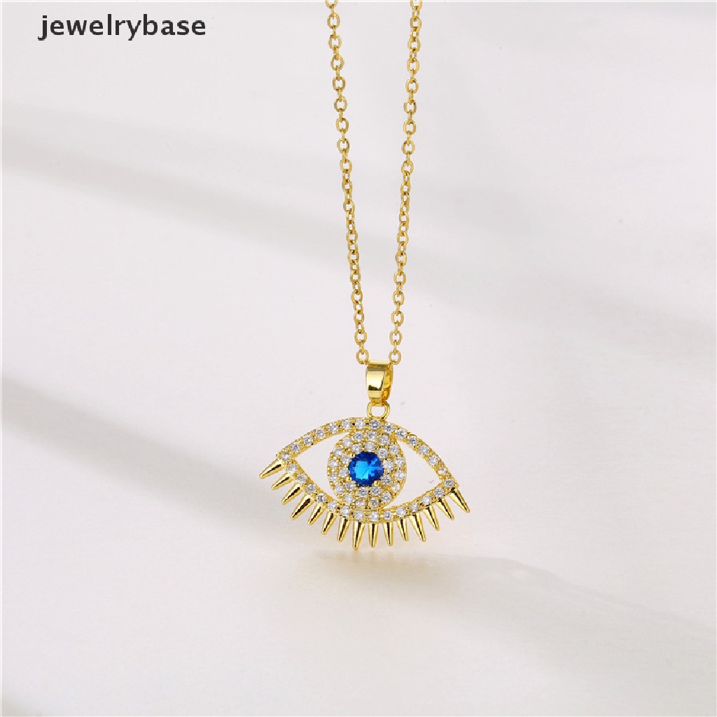 [jewelrybase] Evil Eye Charm Liontin Lapis Emas Asli 18K Cubic Zirconia Perhiasan Kalung Butik