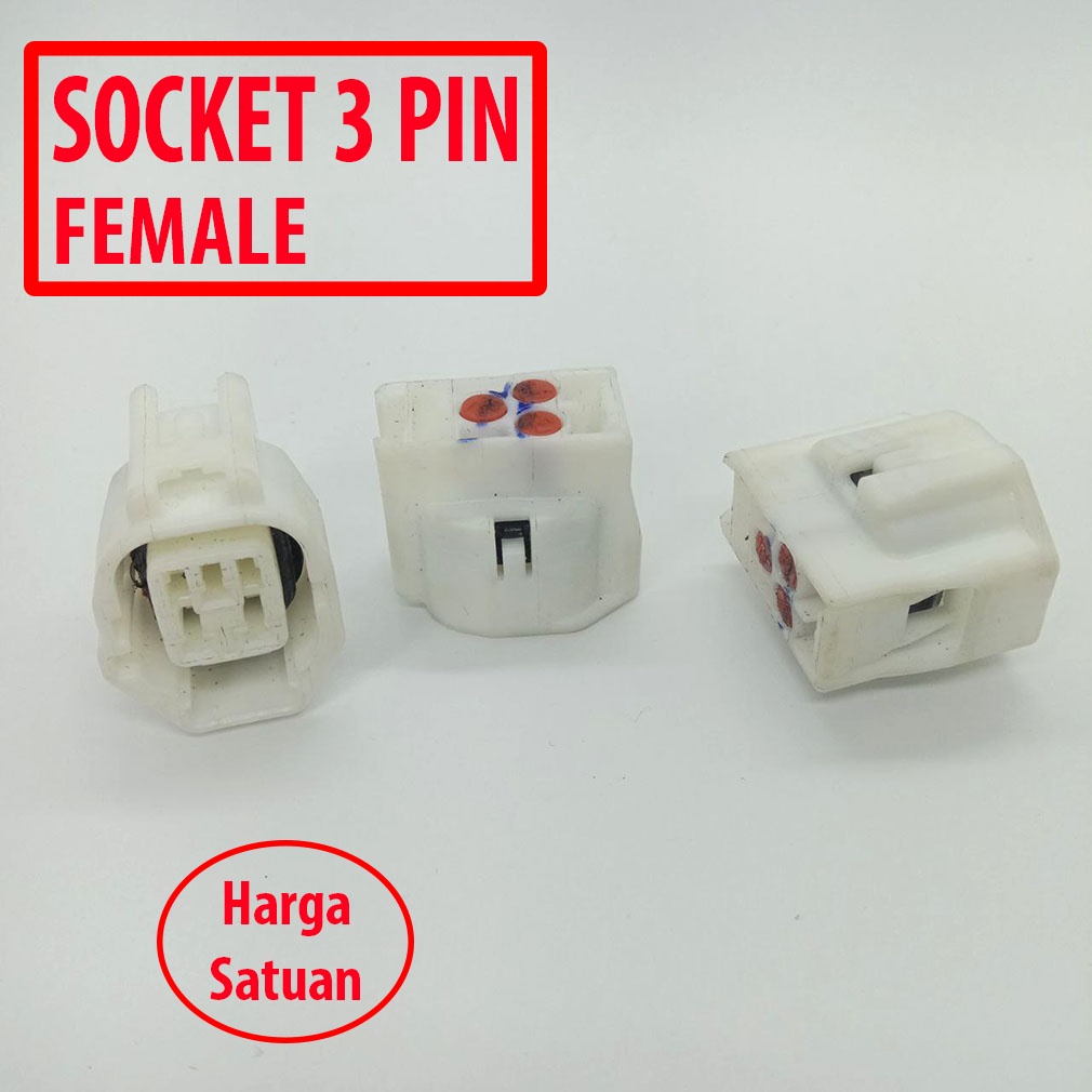 Socket Kelistrikan Mobil 3 Pin Universal Female Socket 3 Pin