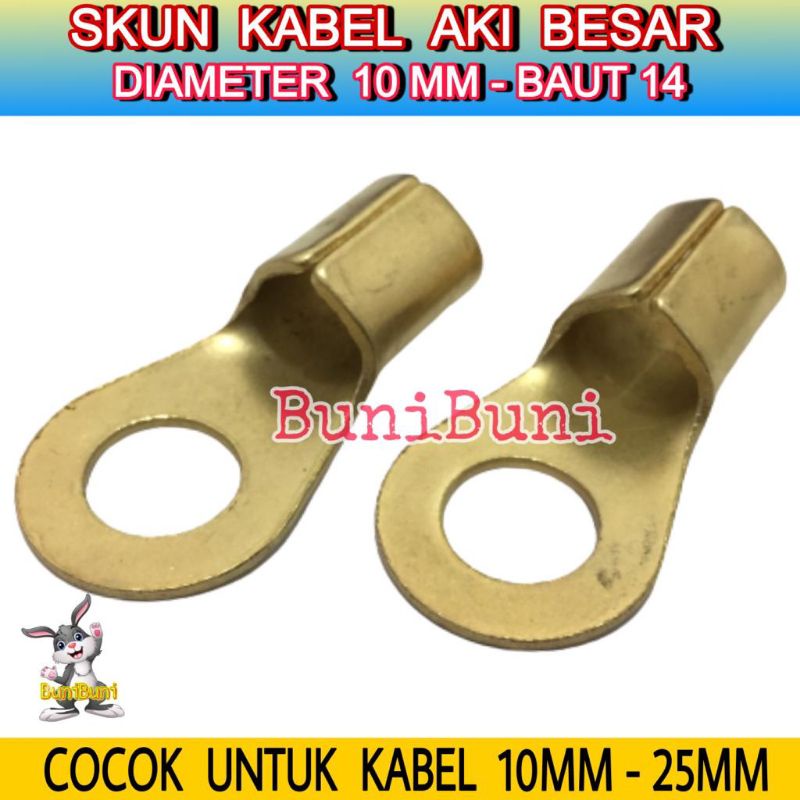 TERMINAL Skun Klem Kabel Aki BESAR Ring BULAT M10 BAUT 14 - KUNING 70A