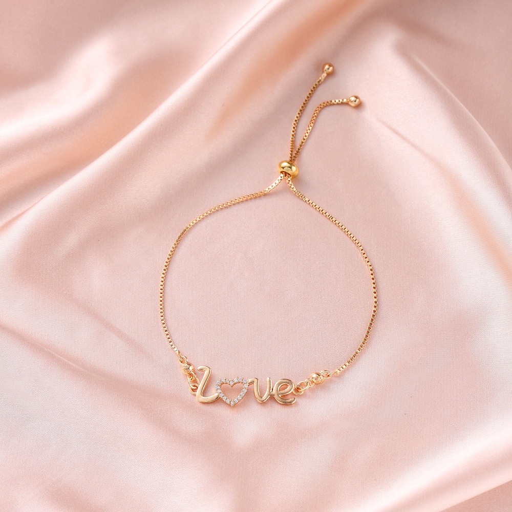 ♥️COD✅Gelang Wanita Titanium Anti Karat Mewah Rose Gold Love Heart Korean Style Aksesoris Fashion Tangan Perhiasan D208