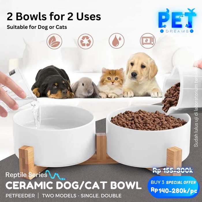 CERAMIC PET FOOD BOWL TEMPAT MAKAN MINUM MANGKOK KUCING ANJING DOG CAT