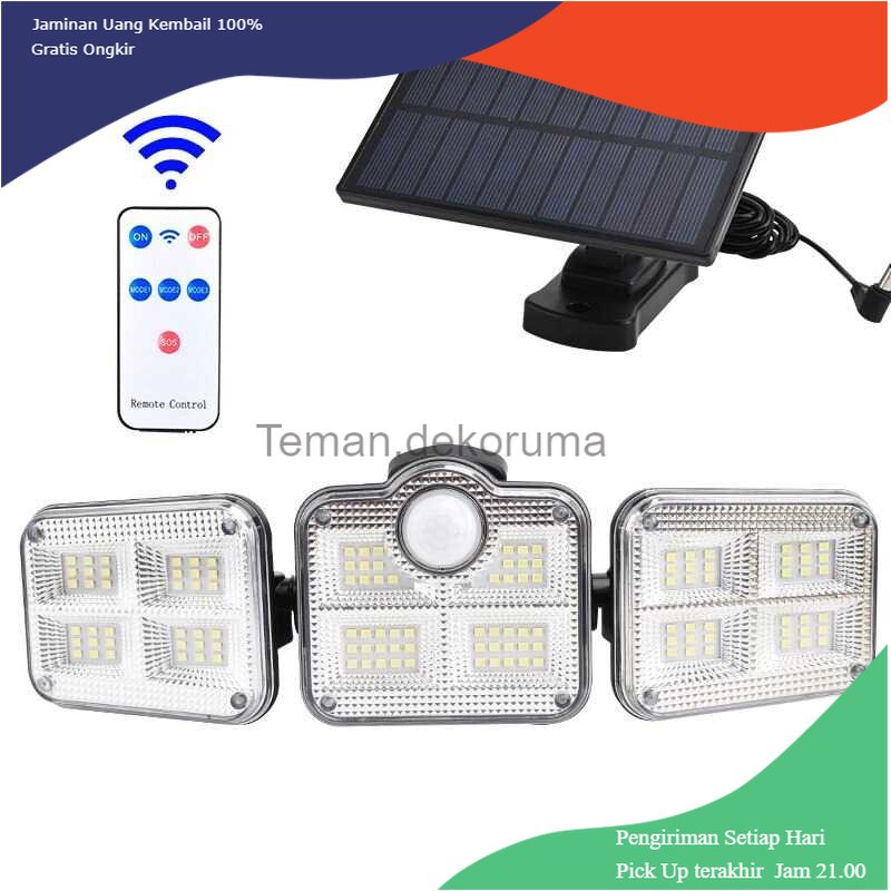 TD - LMP OOBEST Lampu Dinding Solar Double Sensor Three Head 122 LED Cool White - JD-2757A