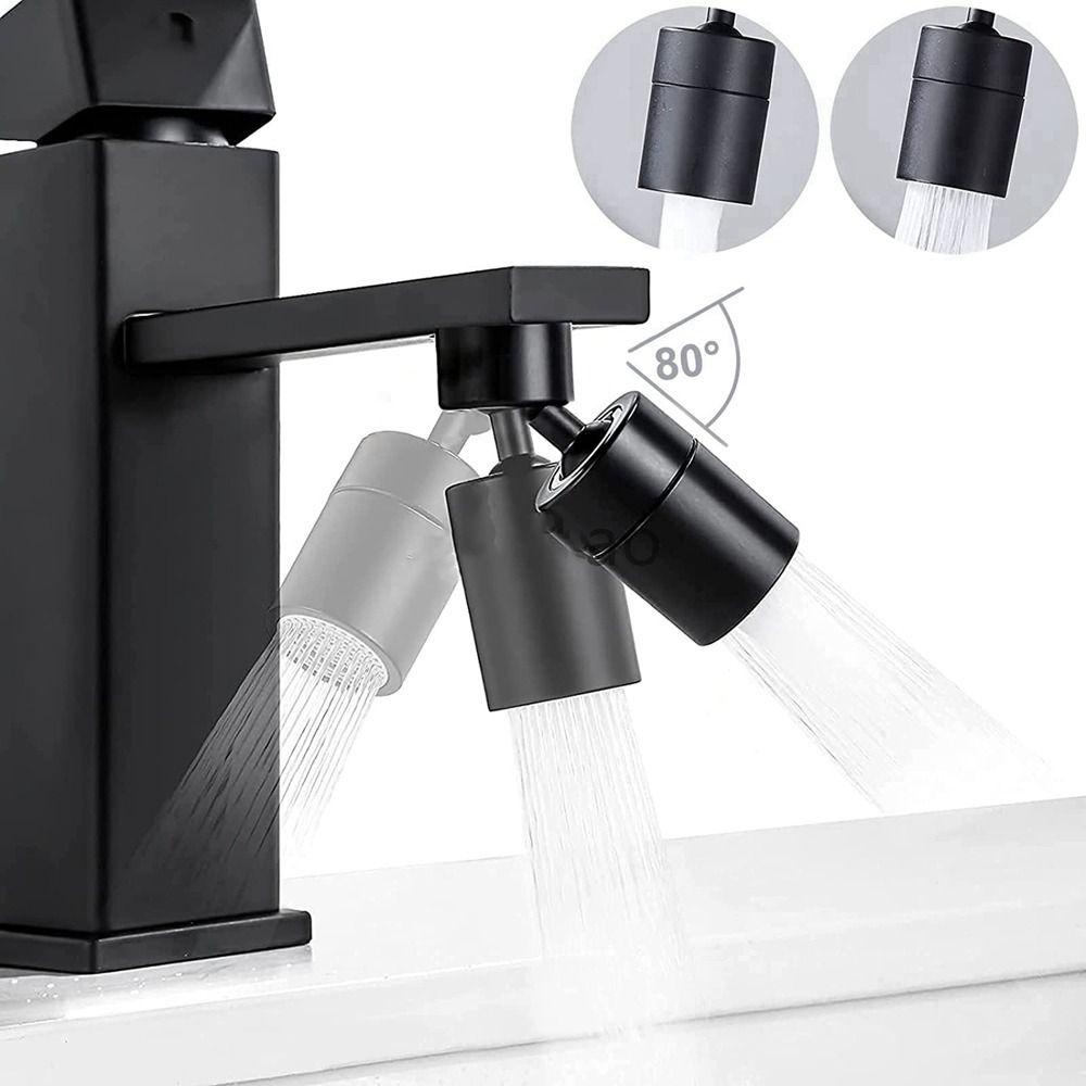 Lanfy Faucet Extender Universal Hitam Multifungsi Anti Ciprat Hemat Air Berputar Mode Ganda Aerator Bertekanan