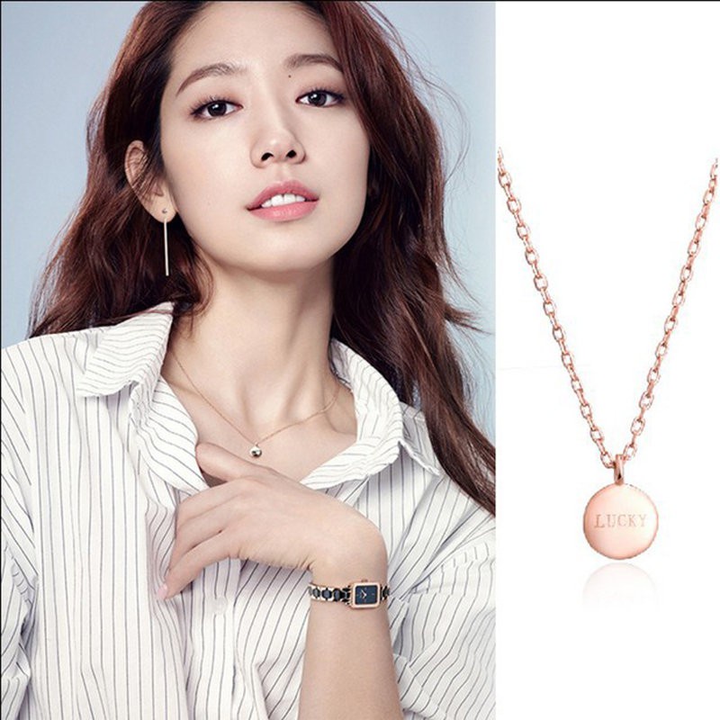 Kalung Keberuntungan Bentuk Bulat Kacang Polong | Kalung Rantai Dengan Liontin Zircon Untuk Wanita | Kalung Rose Gold 18k | Kalung Bahan Stainless Steel | Kalung Bahan Titanium Steel | Anting Hypoallergenic Tahan Air Tidak Pudar Untuk Hadiah Ulang Tahun