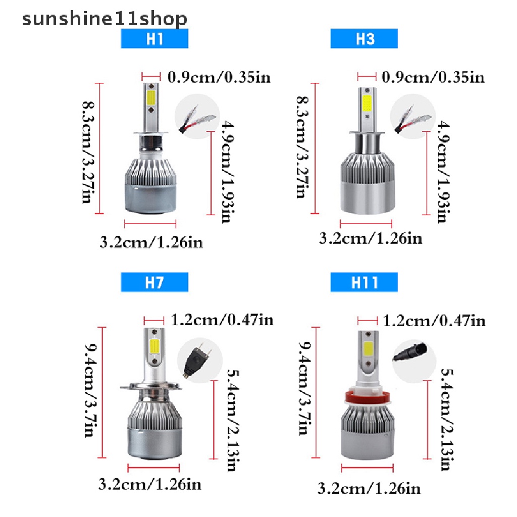 Sho H1 H7 H11 COB Lampu Bohlam Led Mobil Hi-Lo Beam 36W 16000LM 6000K Lampu Mobil Led N