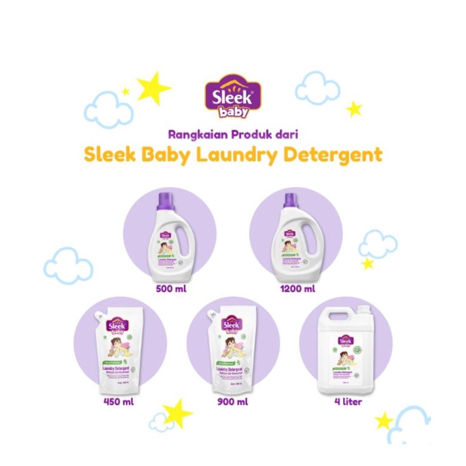 SLEEK Baby Laundry Detergent Deterjen Cair Botol | Refill | 900ml | 1200