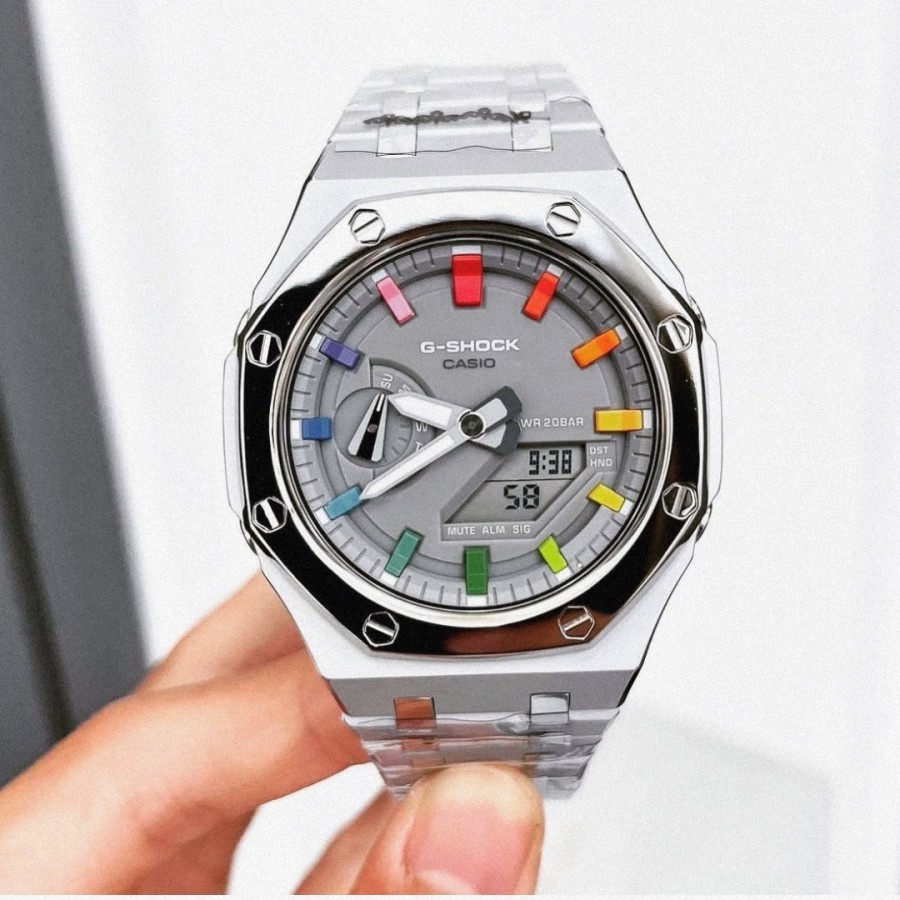 gshock g-shock GA-2100 Rainbow GA-2100 GA2100 Original Silver Polish