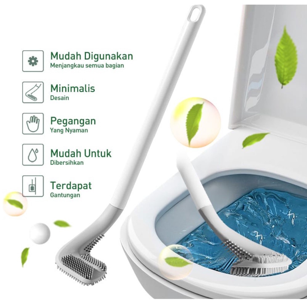 PA Sikat Toilet Silikon Bentuk Stik Golf / Alat Pembersih WC Kamar Mandi / Toilet Brush Silicone Fleksible Serbaguna Sela Karet Lentur PR129