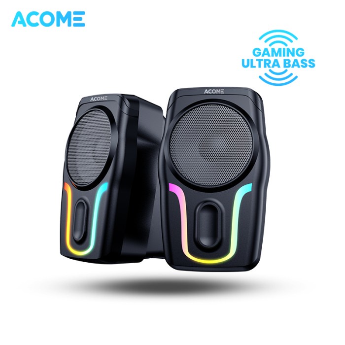 ACOME SPEAKER GAMING SOUNDBAR SUPER BASS PORTABLE RGB GARANSI A12 ORIGINAL