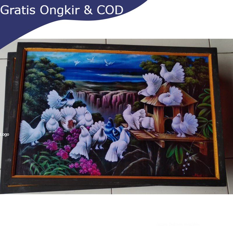 Lukisan murah lukisan cetak hiasan dinding plus bingkai gambar burung dara