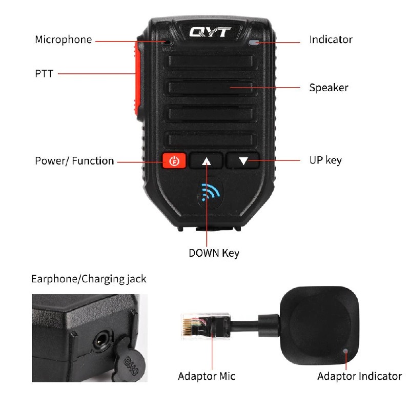 821 QYT BT-89 Portable Bluetooth Wireless Microphone Radio Rig KT Series