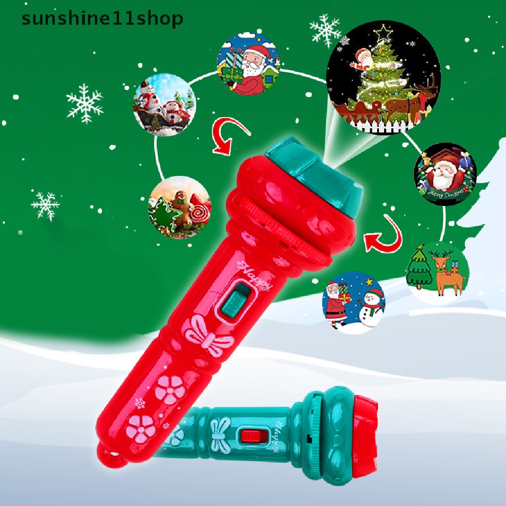 Sho 1Set Senter Proyeksi Natal Multi-Fungsional Portable Motif Kartun Lucu Glowing Mainan Edukasi Dini Untuk Anak Dekorasi Xmas N